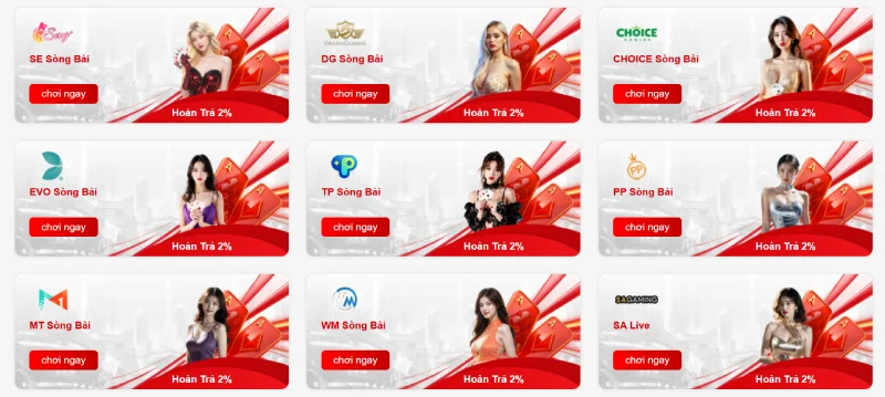 Chuyên mục Casino TG88 hợp tác với các đối tác cung cấp hàng đầu ngành cờ bạc